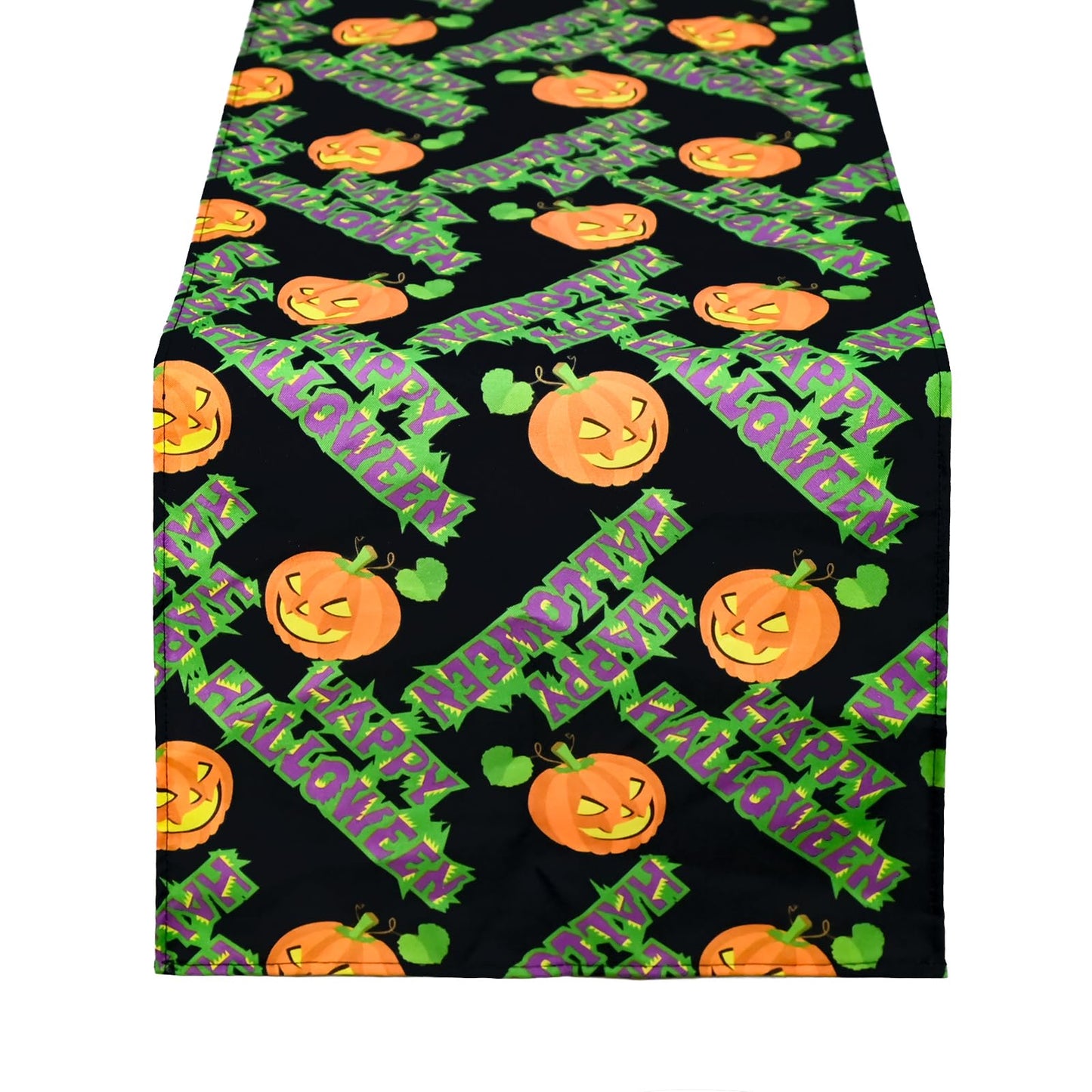 Halloween Black Pumpkin Table Runner Festive Fall Kitchen Dining Decor Premium Seasonal Tablecloth for Home & Party 13x72 Inch