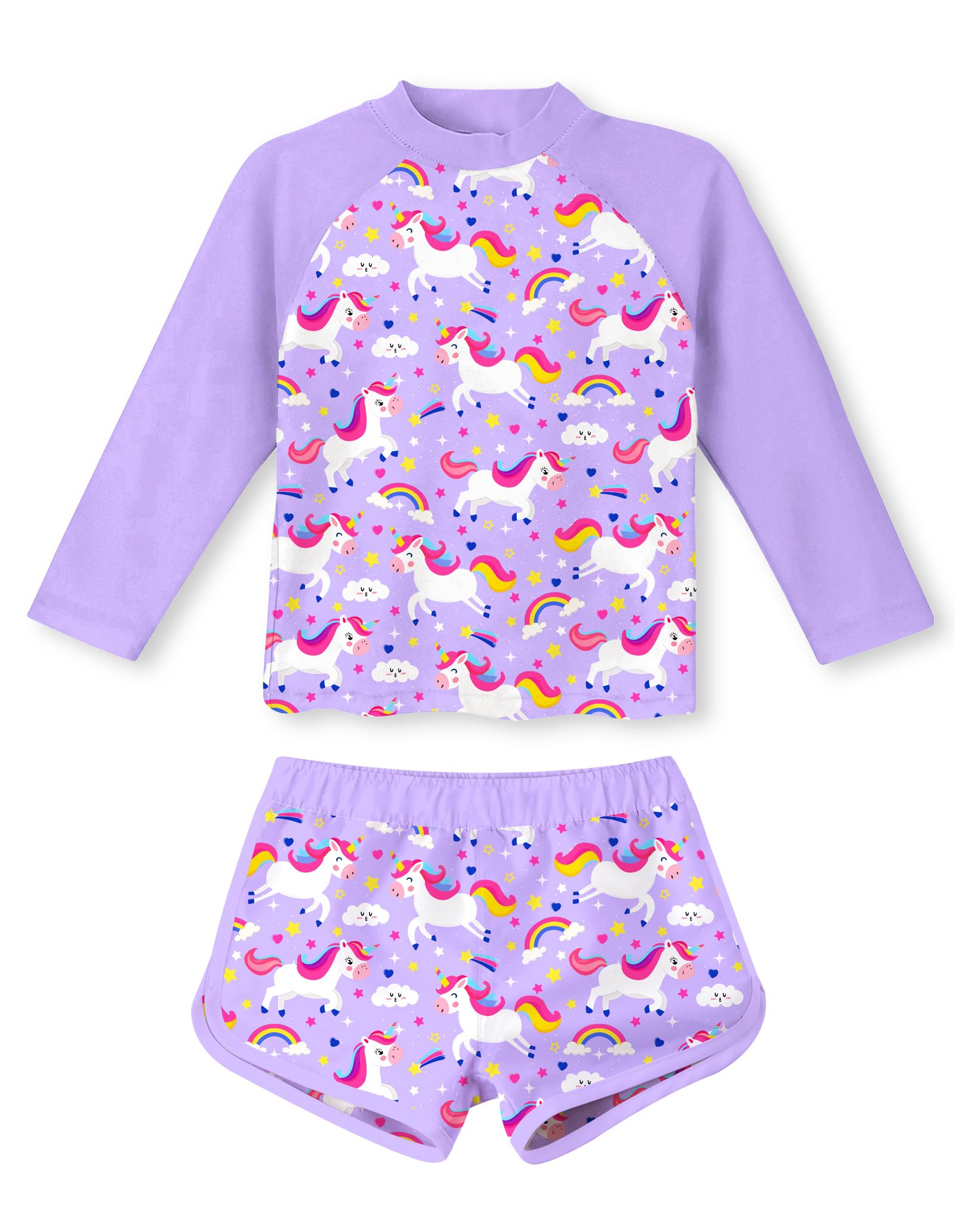 Vogseek Girls Rash Guard Two Pieces Swimsuit Long Sleeve Bathing Suit for 3-10 Years