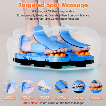 Foot Massager Machine with Heat, Upgrade 6 Airbags 29 Nodes Deep Rolling, Compression, Ankle Kneading, Shiatsu Foot Massager for Neuropathy Plantar Fasciitis, Gifts for Men Women Fits Up to 13"