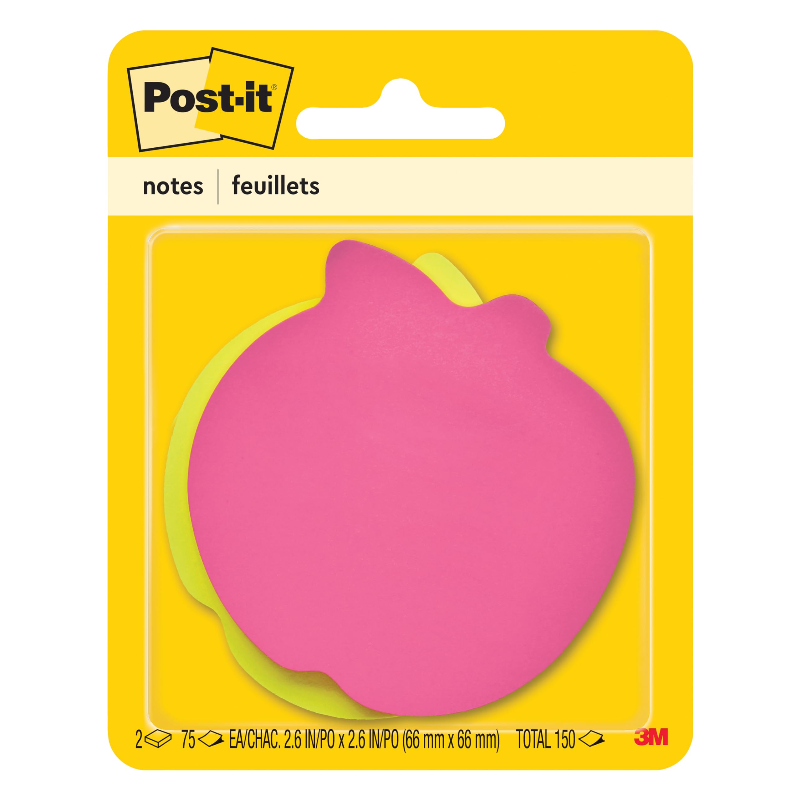 Post-it Notes, Heart Shape, Assorted Colors, 2.6x2.6 in, 2 Pads, 75 Sheets/Pad (7350-HRT)