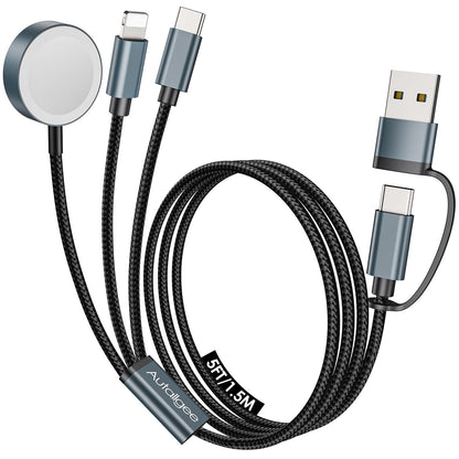 Travel Essentials for Apple Watch Charger,3 in 2 USB C Cable PD20W Block for Multi Charging Cable Cord,Vacation Camping RV Essentials Portable Designed for iWatch &iPhone 17-11 -4.1FT