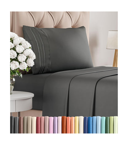 Queen Size 4 Piece Sheet Set - Comfy Breathable & Cooling Bed Sheets Set - Hotel Luxury Bedding for Women, Men, Kids, Teens, Boys & Girls - Deep Pockets, Ultra-Soft, Wrinkle Free - Oeko-Tex - Black