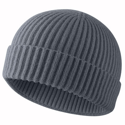 ROYBENS Swag Wool Knit Cuff Short Fisherman Beanie for Men Women, Winter Warm Hats