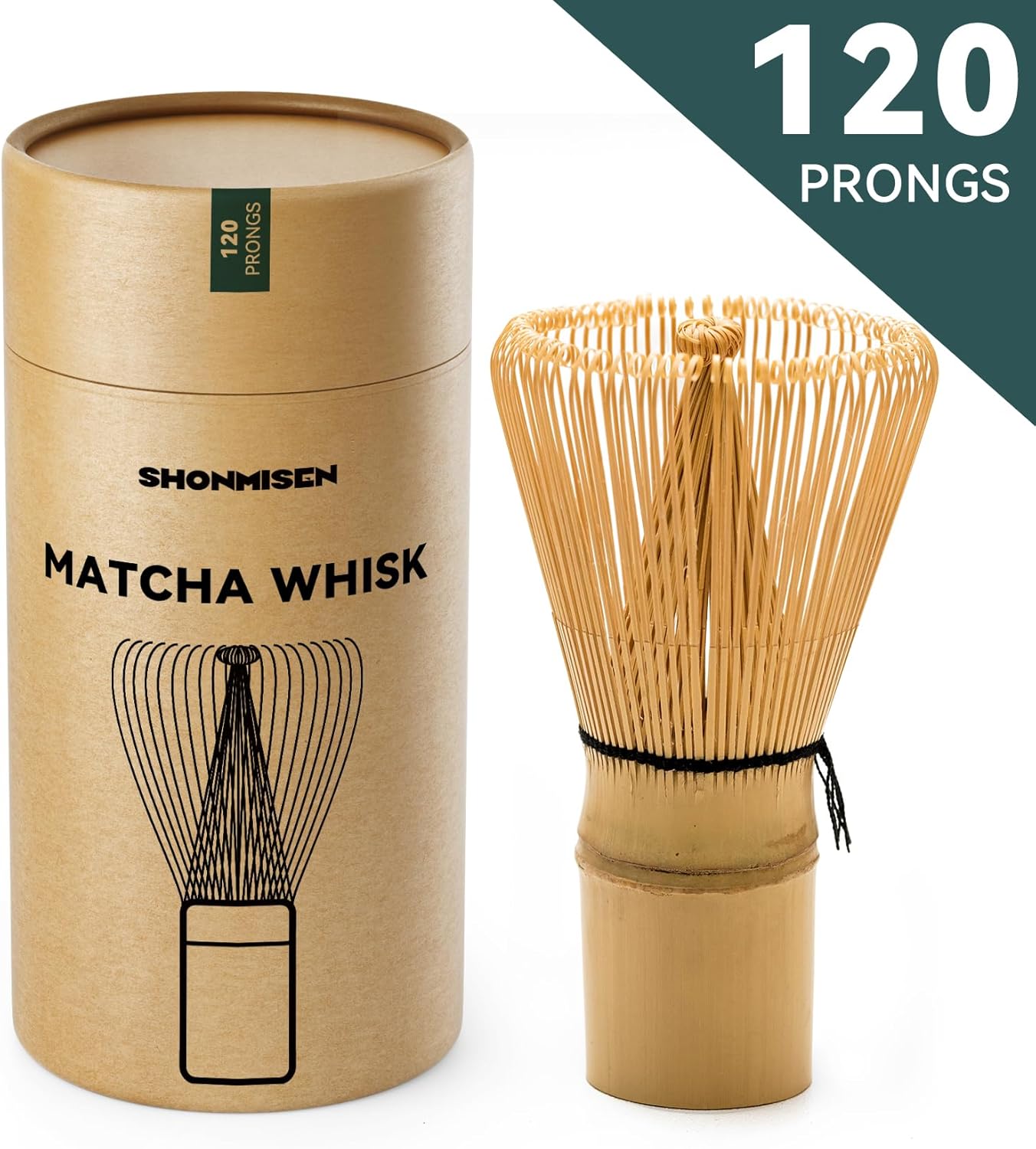 Bamboo Matcha Whisk 80/100/120 Prong, Traditional Japanese Chasen Matcha Stirrer -Authentic Japanese Bamboo Whisk For Matcha Tea (120prongs)
