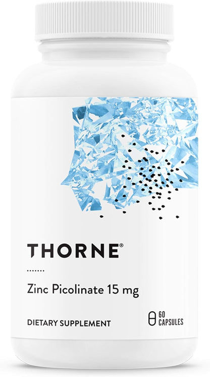 THORNE - Zinc Picolinate 15mg - Highly Absorbable Zinc Supplement - Supports Wellness, Immune System, Eye, Skin, and Reproductive Health* - Gluten-Free, Soy-Free, Dairy-Free - 60 Capsules