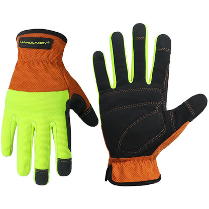 HANDLANDY Work Gloves for Men & Women, Utility Mechanic Working Gloves Touch Screen, Flexible Yard Work Gloves