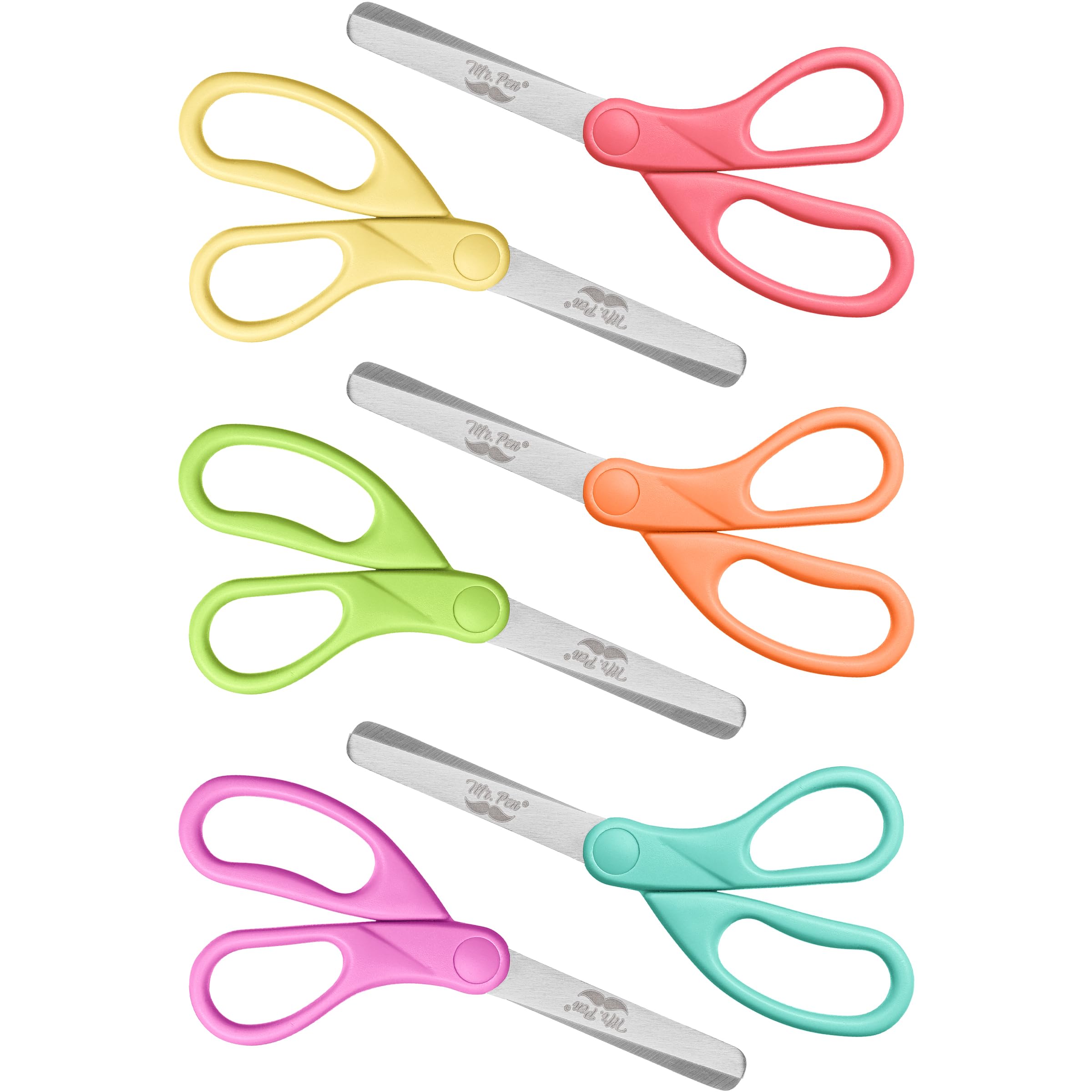 Mr. Pen Kids Scissors - 6 Pack, 5 Inch, Colored Toddler Safety Scissors for Kids, School & Preschool
