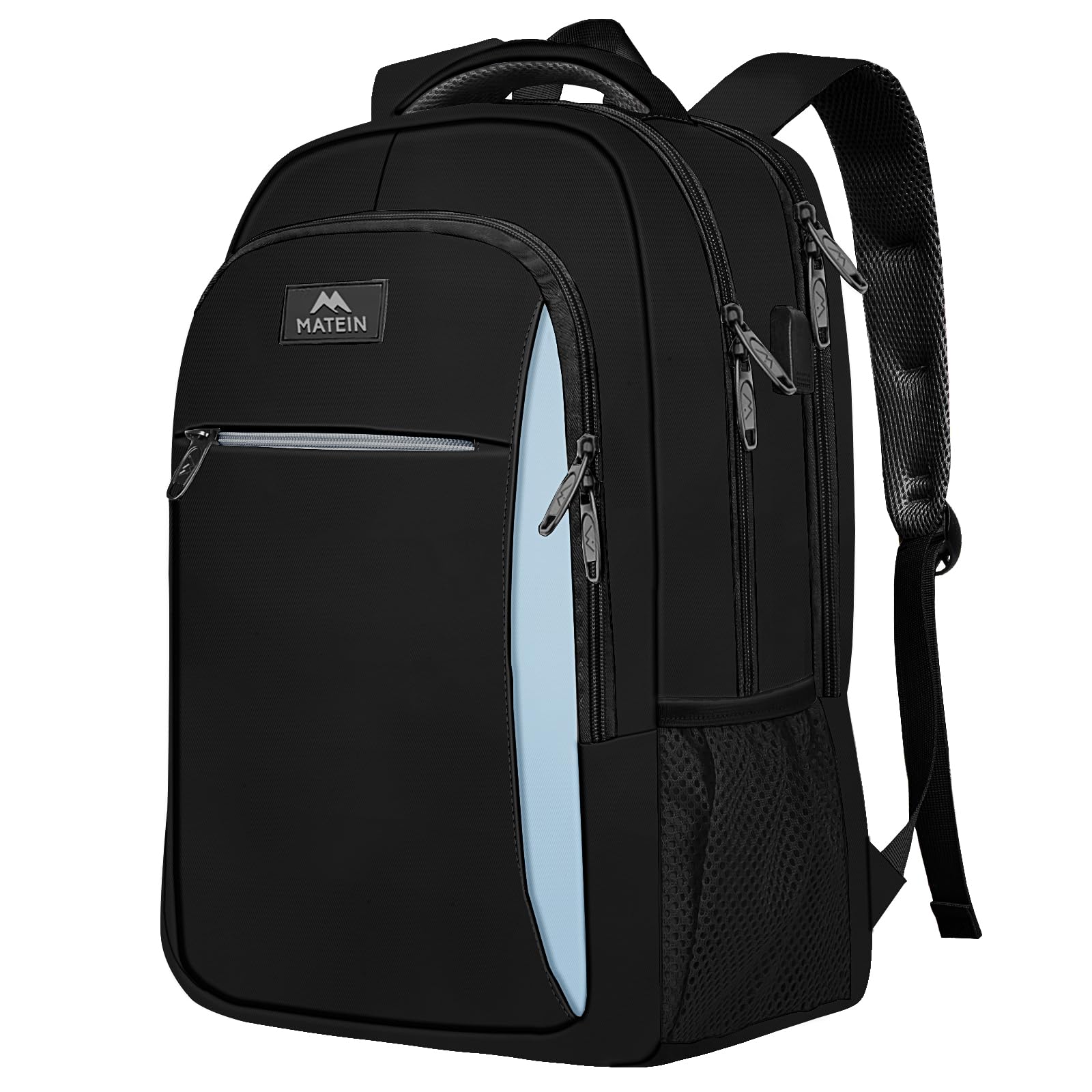 MATEIN Travel Laptop Backpack, Business Anti Theft Slim Sturdy Laptops Backpack with USB Charging Port, Water Resistant College School Computer Bag Gift for Men & Women Fits 15.6 Inch Notebook, Grey
