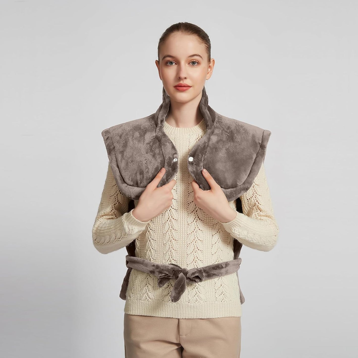 26" x 35" Flannel Neck&Shoulder&Back Heating Pad with 12 Temperature Settings&Countdown Timer, Pain Relief for Back/Neck/Shoulders/Menstrual Pain, Christmas Gifts for Women Men Mom Dad(Light Tan)