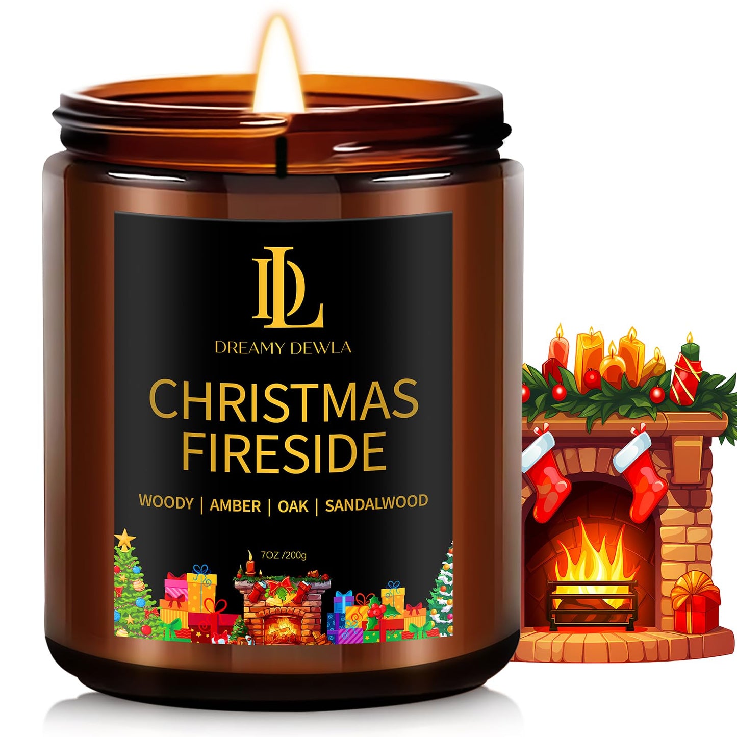 Winter Candle Set, Candles for Home Scented, 4 Pack Soy Candles for Holiday, Holiday Candle Gifts for Women Men, Winter Scents of Gingerbread Cookies/Apple & Cinnamon/Coffee Latte/Pine & Cedarwood