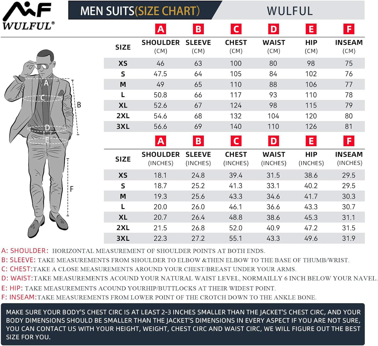 WULFUL Men’s Slim Fit Suit One Button 3-Piece Blazer Dress Business Wedding Party Jacket Vest & Pant