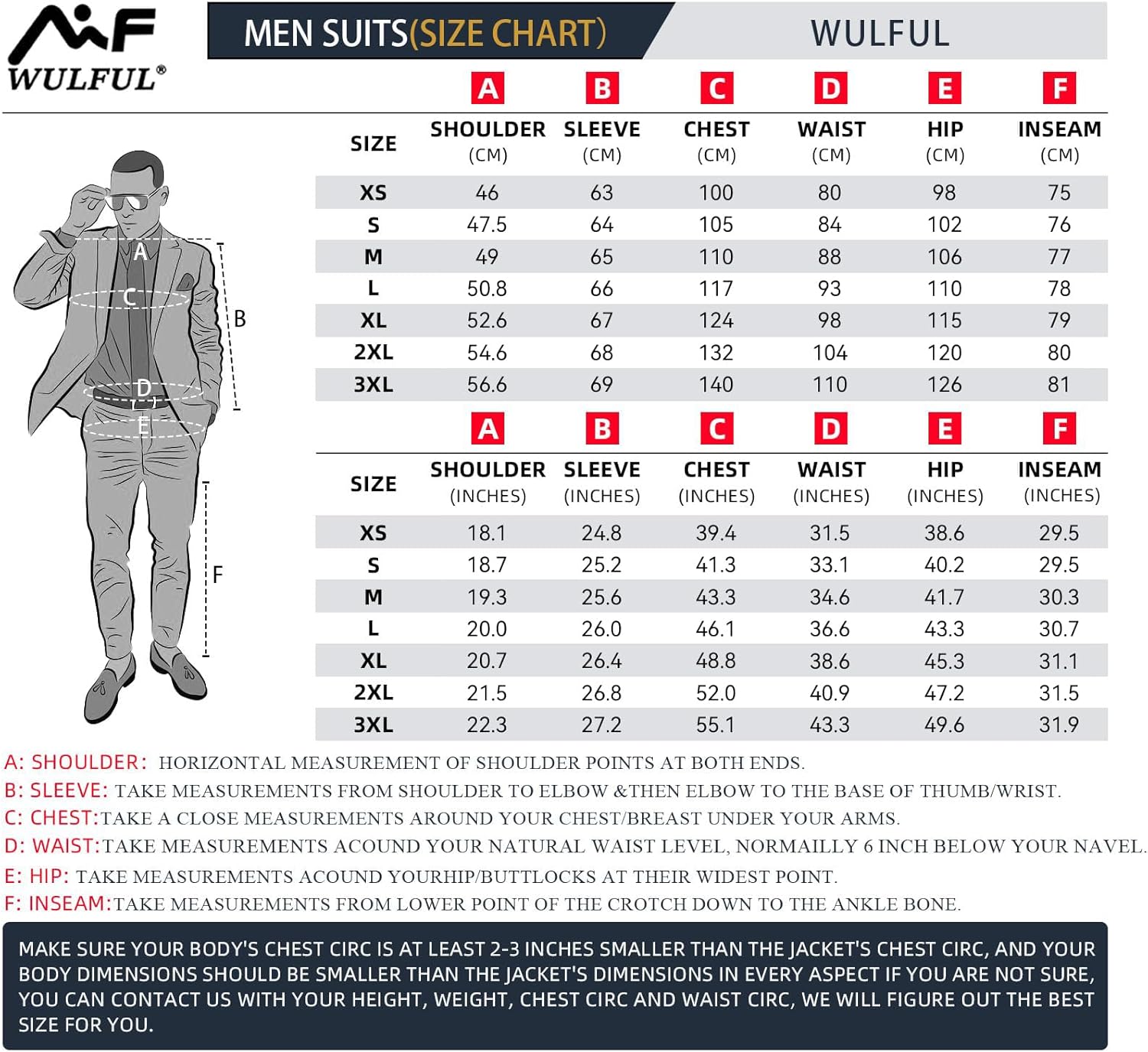 WULFUL Men’s Slim Fit Suit One Button 3-Piece Blazer Dress Business Wedding Party Jacket Vest & Pant