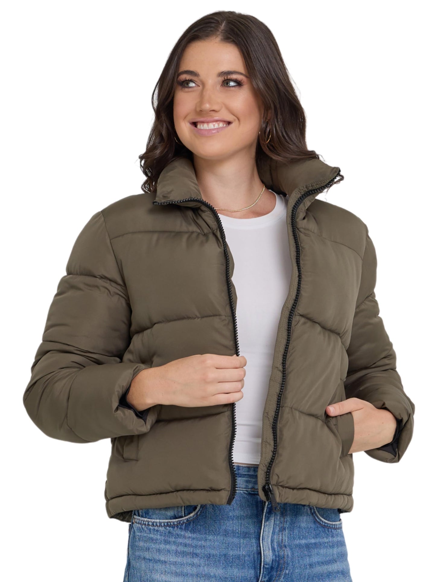 Steve Madden Cropped Puffer Jacket, Warm Winter Coats for Women, Trendy Cute Winter Jackets for Women