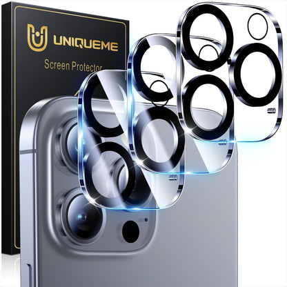 UniqueMe Compatible for 3 Pack iPhone 17 Pro Camera Lens Protector - [Drop Protection] 9H Tempered Glass Camera Cover Screen [Update New Version]【Not for 17 Pro Max】