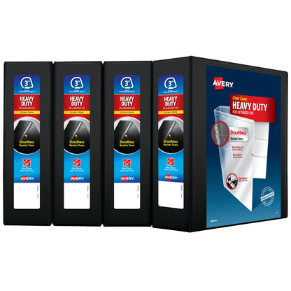 Avery Heavy-Duty 3 Inch Binders 3 Ring, View Binder, 1.5 Inch EZD Ring, Black, Sturdy (79693)