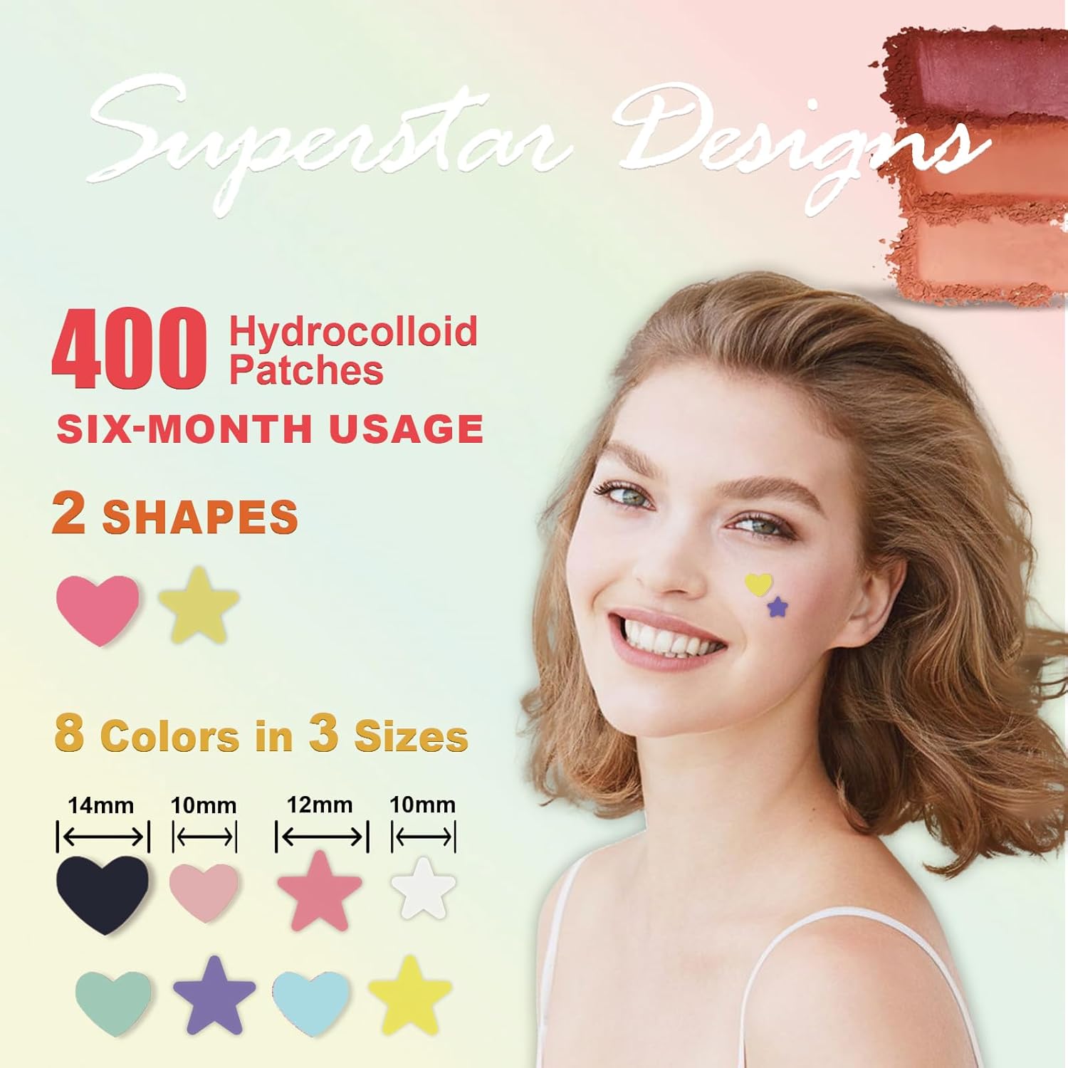 Star Pimple Patches for Face (400 Counts) Festival Beauty Party, Hydrocolloid Cute Acne Patches Cover Zits Blemishes, Zit Patches Spot Stickers Acid Tea Tree Oil,Zit Patches Pads for Skin Care