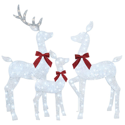 3-Piece 2D Lighted Christmas Deer Family Set - HOYECHI Large Outdoor Yard Reindeer Holiday Decoration with 145 LED Lights, Stakes, Zip Ties - Gold