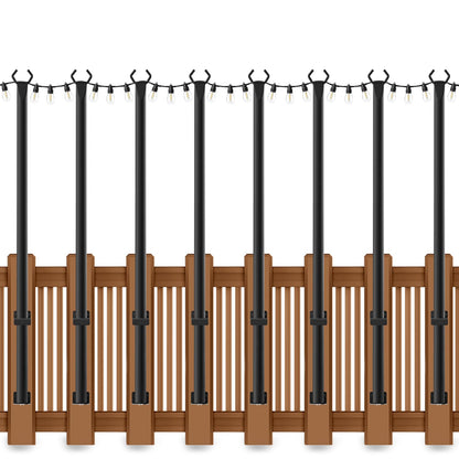 6 Pack String Light Poles, Outdoor String Light Pole 10 ft Forked Metal Light Pole with Adjustable Outdoor Light Stand, Deck, Backyard, Garden, Wedding, Rustproof and Sturdy with Hooks