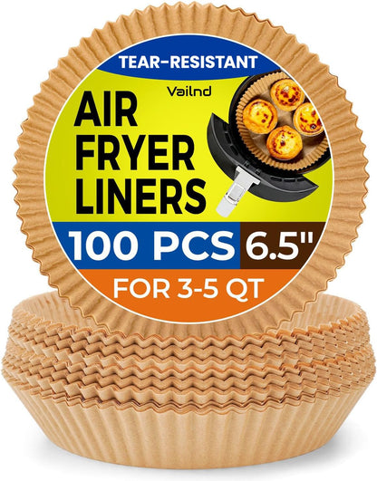Air Fryer Paper Liners, 125Pcs Parchment Paper, Air Fryer Liners Disposable for Microwave, Non-Stick Air Fryer Liner Square Free of Bleach (8IN)
