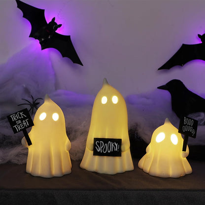 FORUP Halloween Ghost Decor, Set of 3 Lighted Cute Ghost for Halloween Indoor Home Table Decorations