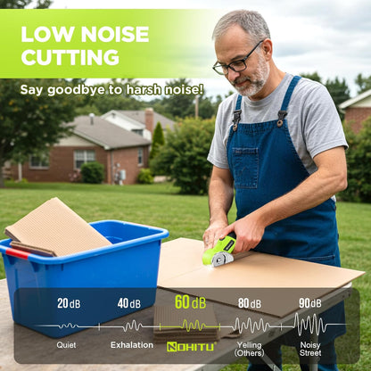 Cordless Electric Scissors: 4V Rechargeable Rotary Cardboard Cutter, 3000mAh Battery, with LED Light, 2 Blades, Box Cutter for Fabric Carpet Carton Plastic Leather Cloth