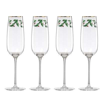 Lenox 893570 Holiday Decal 4-Piece Martini Glass Set, Christmas Dinnerware, Hosting