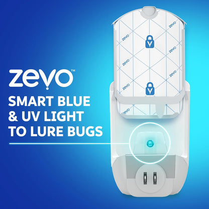 Zevo Flying Insect Trap & Cartridge - Plug in Fly Trap & Indoor Bug Catcher for Gnats, House & Fruit Flies - Mess-Free - Use in Any Room - Uses Blue & UV Light (1 Plug in Device & 1 Cartridge)
