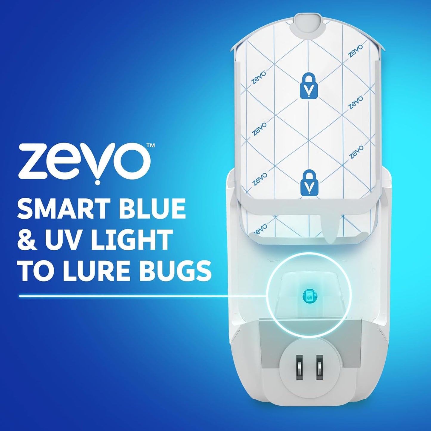 Zevo 2 Flying Insect Traps & 2 Cartridges - Plug In Fly Trap & Indoor Bug Catcher for Gnats, House & Fruit Flies - Mess-Free - Use in Any Room - Uses Blue & UV Light (2 Plug In Devices & 2 Cartridges)