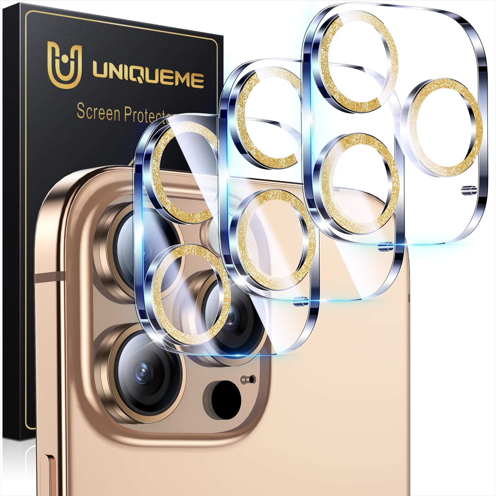 UniqueMe Compatible for 3 Pack iPhone 17 Pro Camera Lens Protector - [Drop Protection] 9H Tempered Glass Camera Cover Screen [Update New Version]【Not for 17 Pro Max】