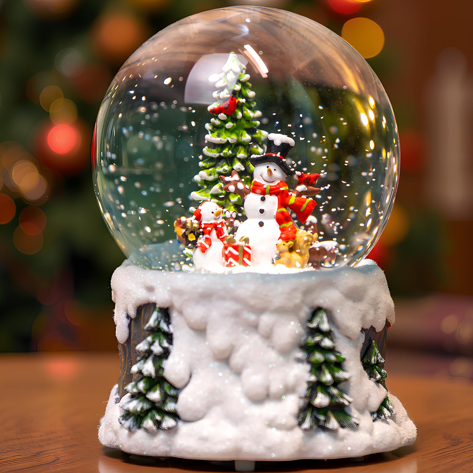 Christmas Snow Globe Swirling Glittering Nativity Scene with Music, USB Lined/Battery Operated Lighted Water Lantern for Christmas Festival Decoration Gifts