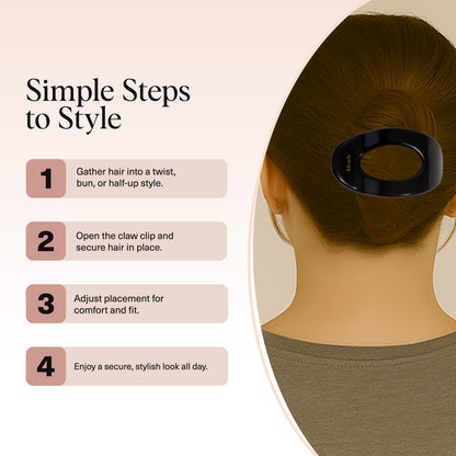 Kitsch Medium Flat Claw Clips for Women - Stylish Flat Hair Clips, Strong Hold for Thick & Fine Hair | Non-Slip for Secure, Comfortable All-Day Wear | Ideal Gifts for Women - Tortoise Design