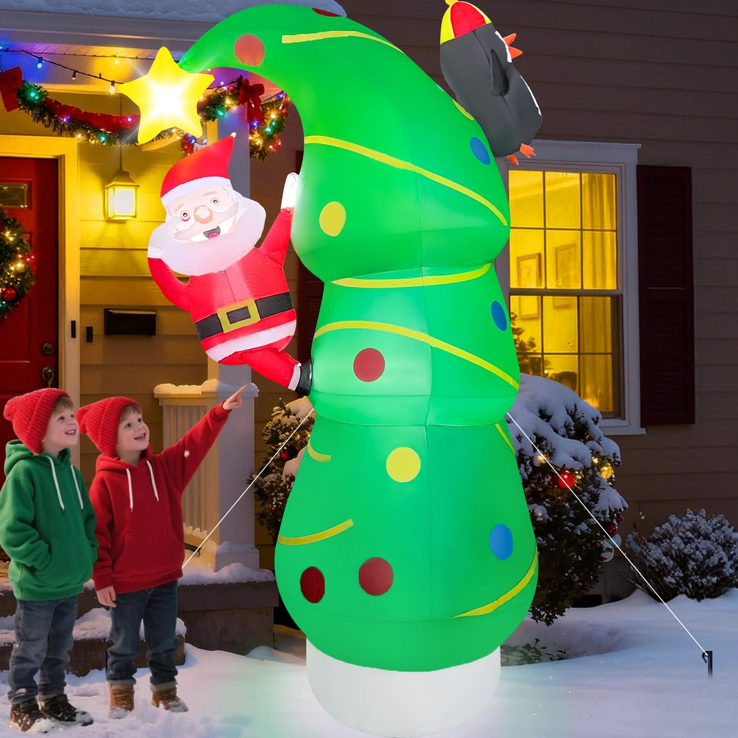 2025 Christmas Inflatable Santa 6FT Holding Sign Santa Claus Christmas Inflatables Outdoor Decorations Xmas Santa Blow Up Yard Decor with 8 Built-in LEDs for Holiday Party Yard Garden Lawn Decor