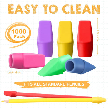 Fainne 1000 Pcs Pencil Eraser Caps Bulk Pencil Eraser Tops No Latex for Kids Rewards Gifts for Back to School Teacher Graduation Party Art Drawing Supplies(Bright Color)
