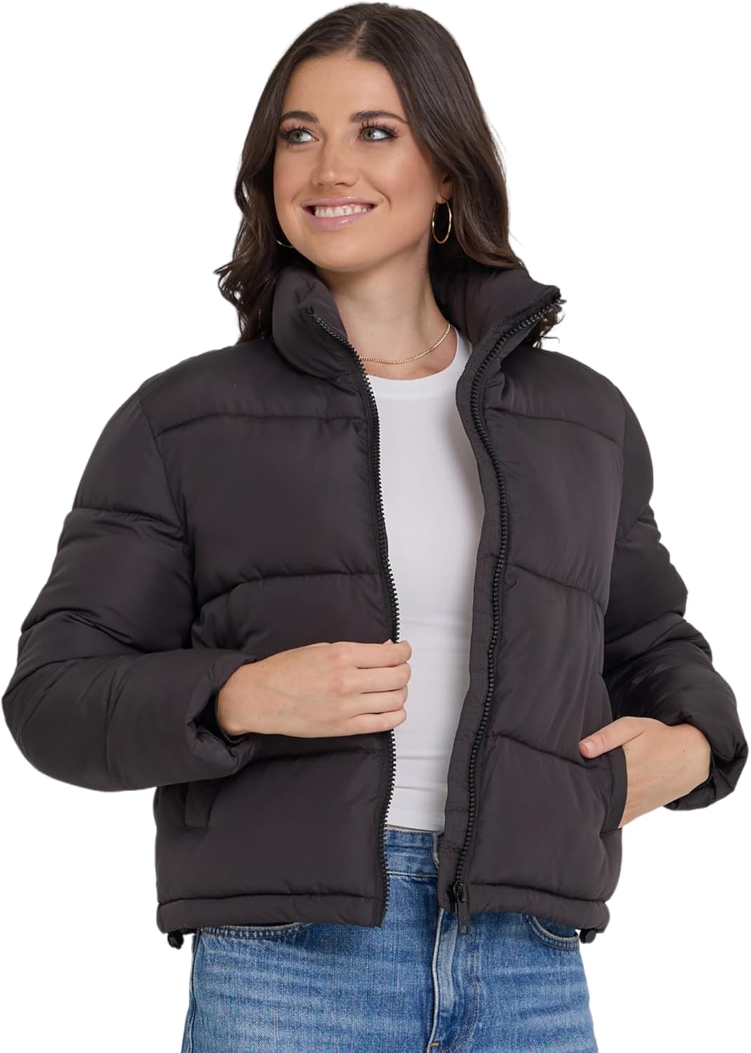 Steve Madden Cropped Puffer Jacket, Warm Winter Coats for Women, Trendy Cute Winter Jackets for Women