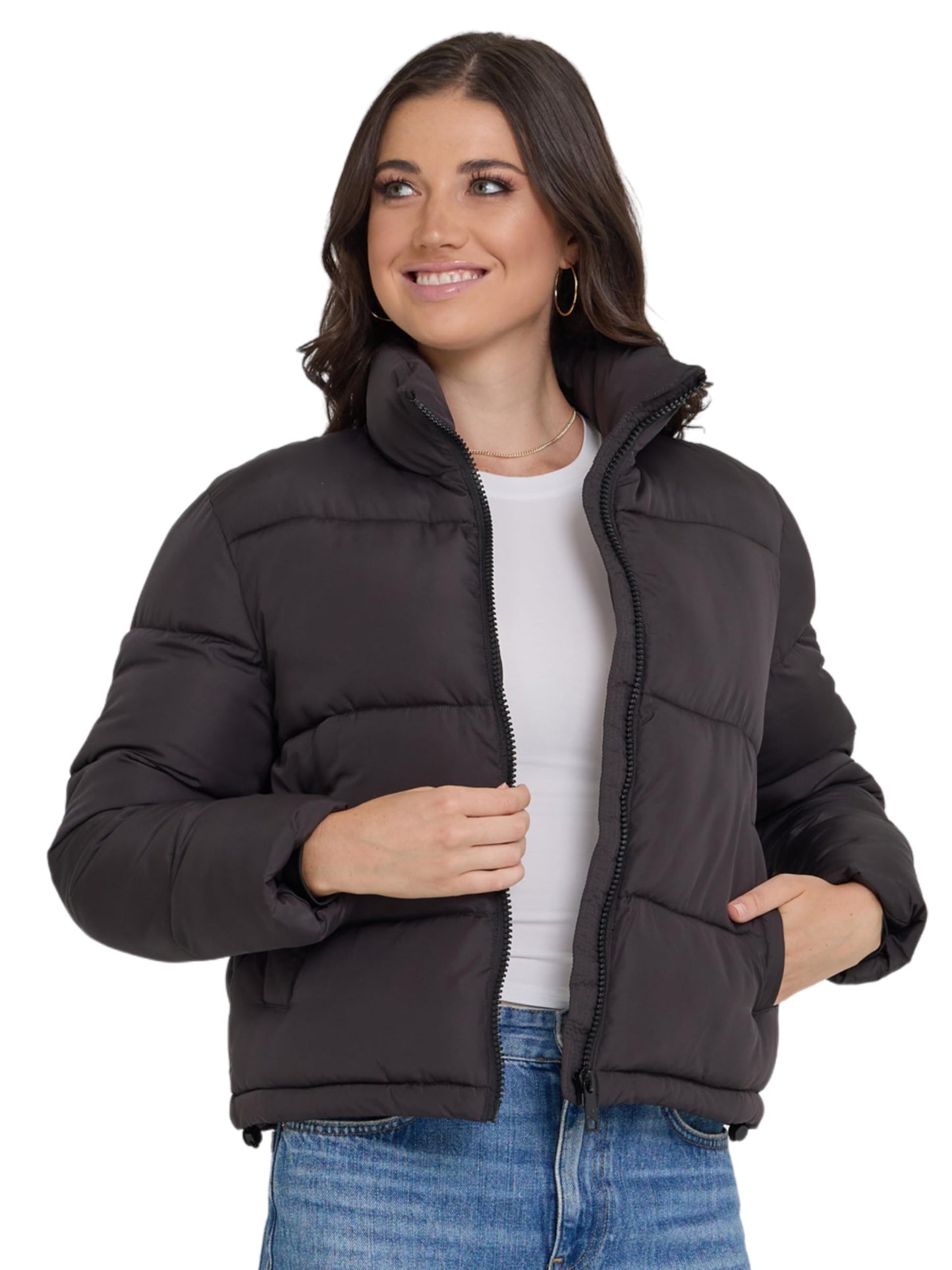 Steve Madden Cropped Puffer Jacket, Warm Winter Coats for Women, Trendy Cute Winter Jackets for Women
