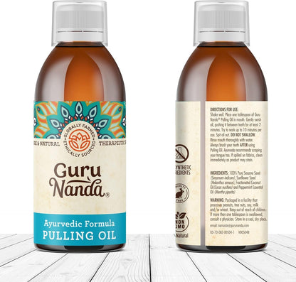GuruNanda Original Oil Pulling Mouthwash, Promotes Deep Cleaning, with Coconut & Sesame for Teeth & Gum Health & Fresh Breath, Alcohol-Free, 8.45 Fl Oz