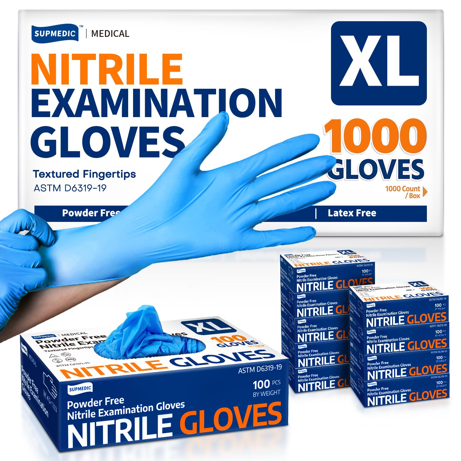 Medical Soft Max™ Nitrile Exam Gloves, 1000 Pcs Latex-Free Powder-Free Food Safe Clean Cooking Disposable Glove Blue