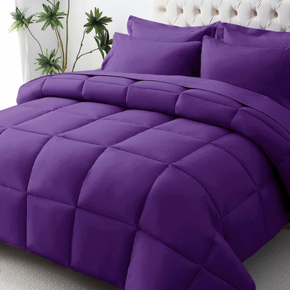 JOLLYVOGUE Queen Comforter Set, Ultra-Soft Bed in a Bag Queen Size 7 Pieces, Oeko-TEX Certified Bedding Set with Down Alternative Comforter, Sheets, Pillowcases & Shams, Black