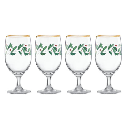 Lenox 893570 Holiday Decal 4-Piece Martini Glass Set, Christmas Dinnerware, Hosting