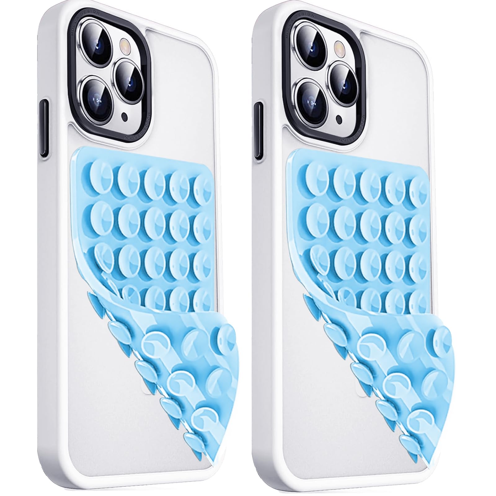 2 Pack Double Sided Silicone Suction Cup Phone Case Mount, Hands-Free Strong Grip Silicon Phone Holder for Selfies and Videos, Non Slip Phone Accessories (LightPink&Translucent)