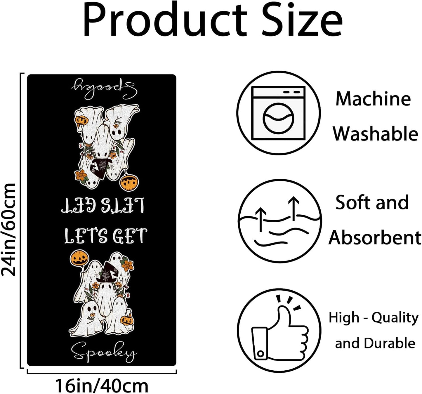 4 Pcs Halloween Kitchen Towels 15.7x23.6 Inches Funny Hand Towels for Bathroom Spooky Boo Ghost Halloween Bathroom Decortions Pumpkin Bat Ghost Truck Dish Cloths Housewarming Gift for Home Wall Decor