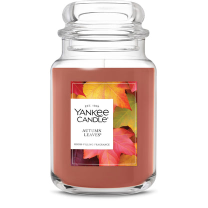 Yankee Candle Autumn Wreath, Fall Scented Candle, 22oz Large Jar with up to 150 Hour Burn Time