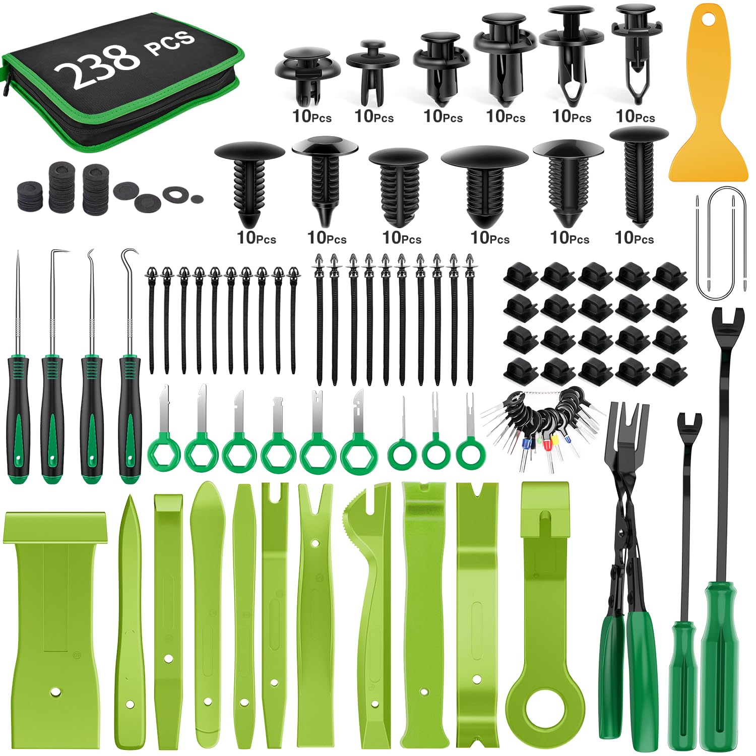 GOOACC - GRC-33 240PCS Bumper Retainer Clips Car Plastic Rivets Fasteners Push Retainer Kit Most Popular Sizes Auto Push Pin Rivets Set -Door Trim Panel Fender Clips for GM Ford Toyota Honda Chrysler