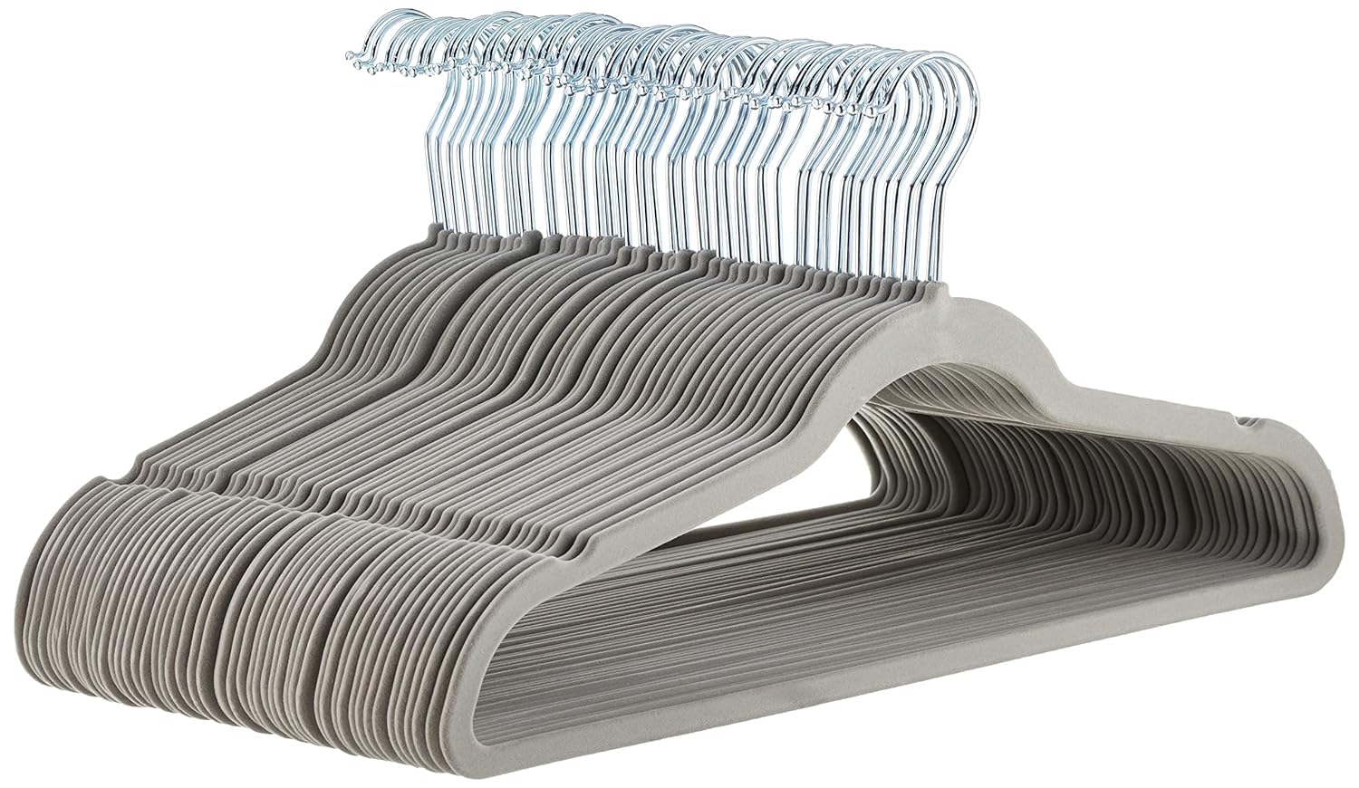 Amazon Basics Slim, Velvet, Non-Slip Suit Clothes Hangers, Pack of 50, Black