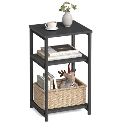 VASAGLE Side Table, Small End Table, Tall Nightstand for Living Room, Bedroom, Office, Bathroom, Rustic Brown and Classic Black ULET273B01