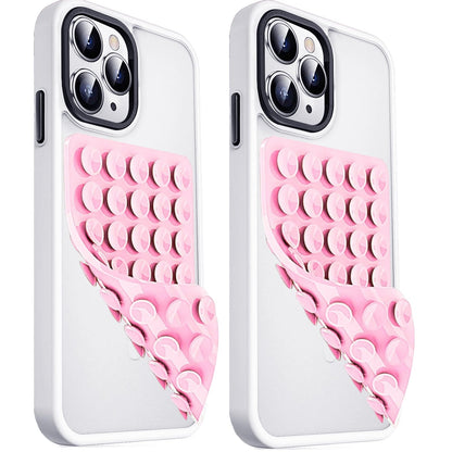 2 Pack Double Sided Silicone Suction Cup Phone Case Mount, Hands-Free Strong Grip Silicon Phone Holder for Selfies and Videos, Non Slip Phone Accessories (LightPink&Translucent)