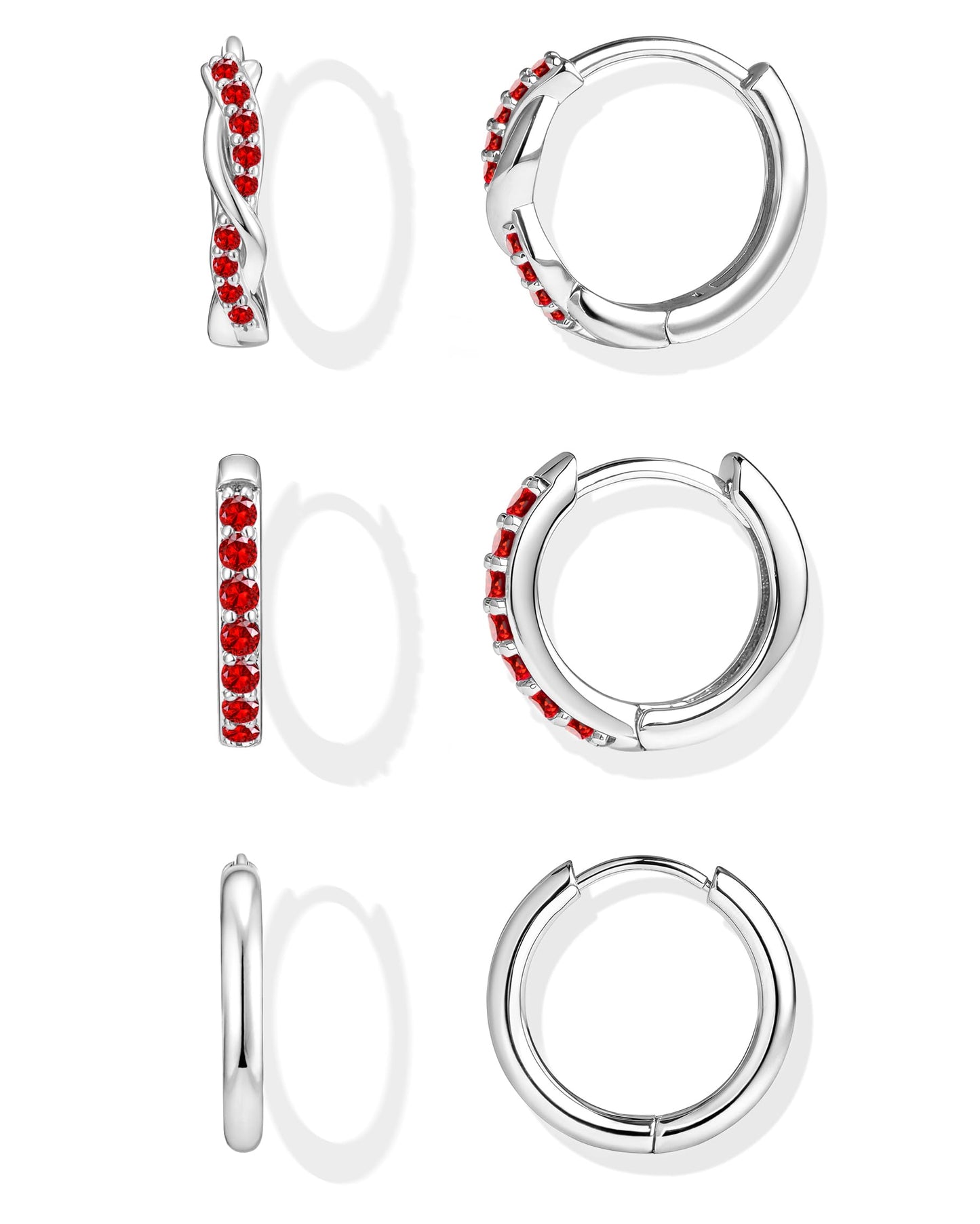 Inerney Gold Huggie Hoop Earrings Set for Women, Dainty Small Sterling Silver Earring Stacks Hypoallergenic Jewelry for Multiple Piercings, Trendy Twisted Cute Cartilage Hoops Birthstone Gift 3 Pairs