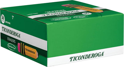 TICONDEROGA Erasers, Pencil Shaped, Yellow, 36-Pack (38936)