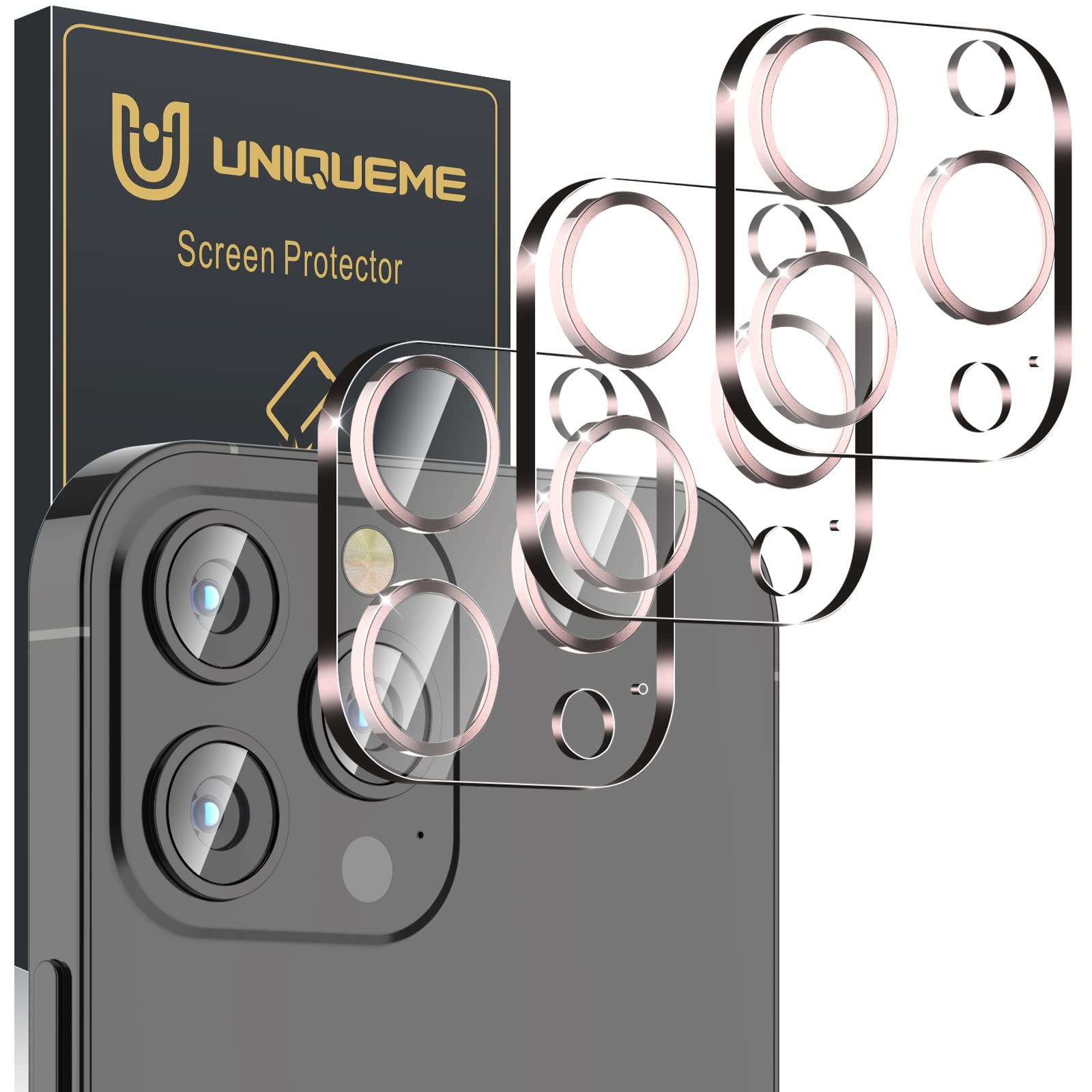 UniqueMe Compatible for 3 Pack iPhone 17 Pro Camera Lens Protector - [Drop Protection] 9H Tempered Glass Camera Cover Screen [Update New Version]【Not for 17 Pro Max】