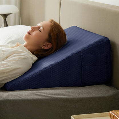 Bedluxe Wedge Pillow,10 inch Bed Wedge Pillow for Headboard, Pillow Wedge for Acid Reflux Relief, Sleeping, After Surgery, Snoring, Gerd, Triangle Pillow Wedge - Cooling Memory Foam Top, Grey